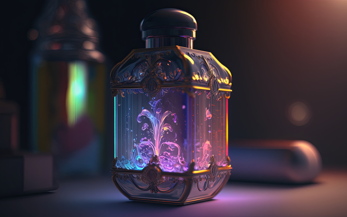 Красивый волшебный фонарь на столе