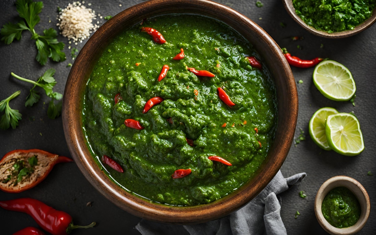 Зеленая паста с овощами и специями