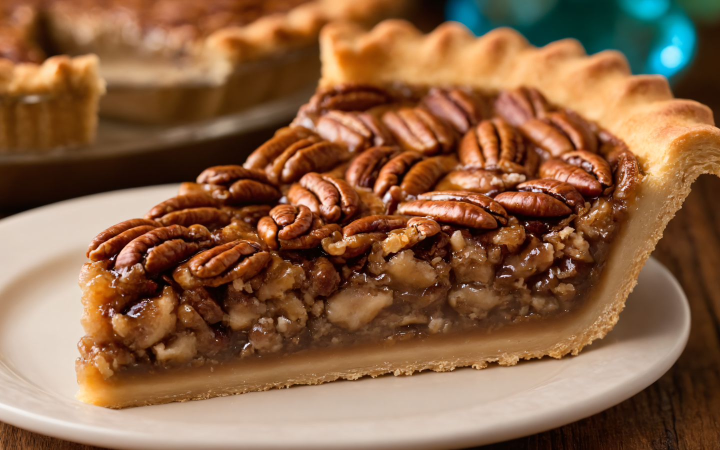 Кусок пирога с орехами пекан