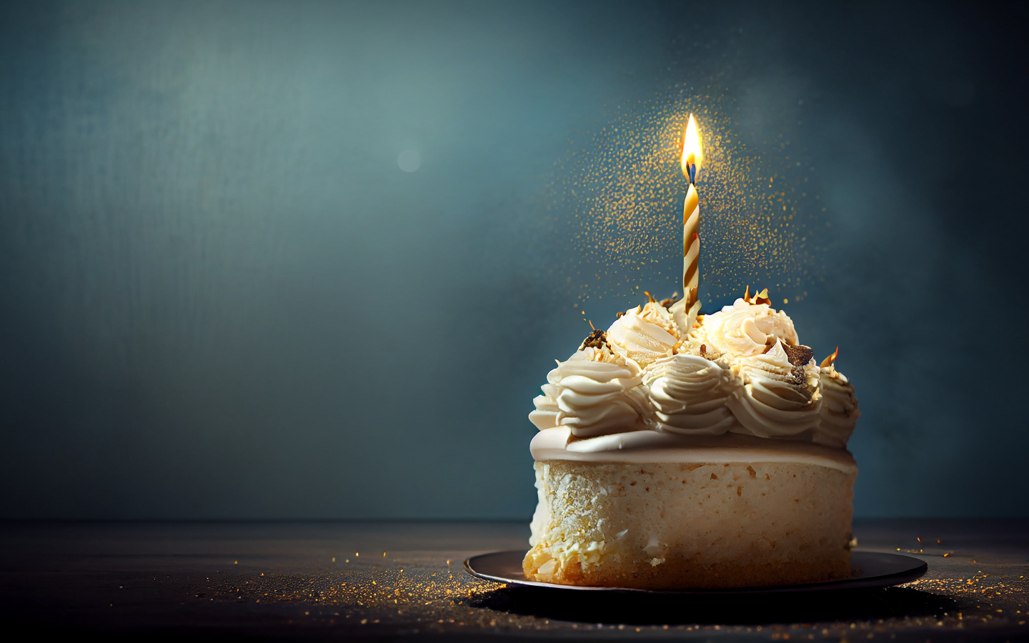 Торт со взбитыми сливками и праздничной свечой