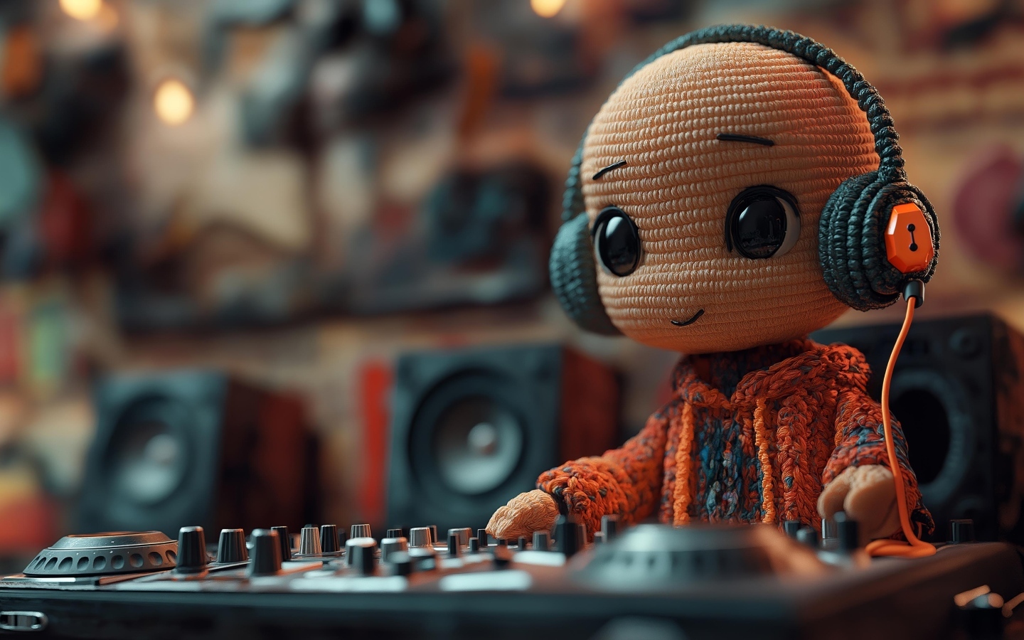 Вязаный диджей за пультом