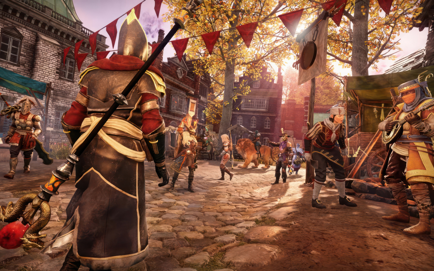 Улица города в компьютерной игре New World: Aeternum, 2024