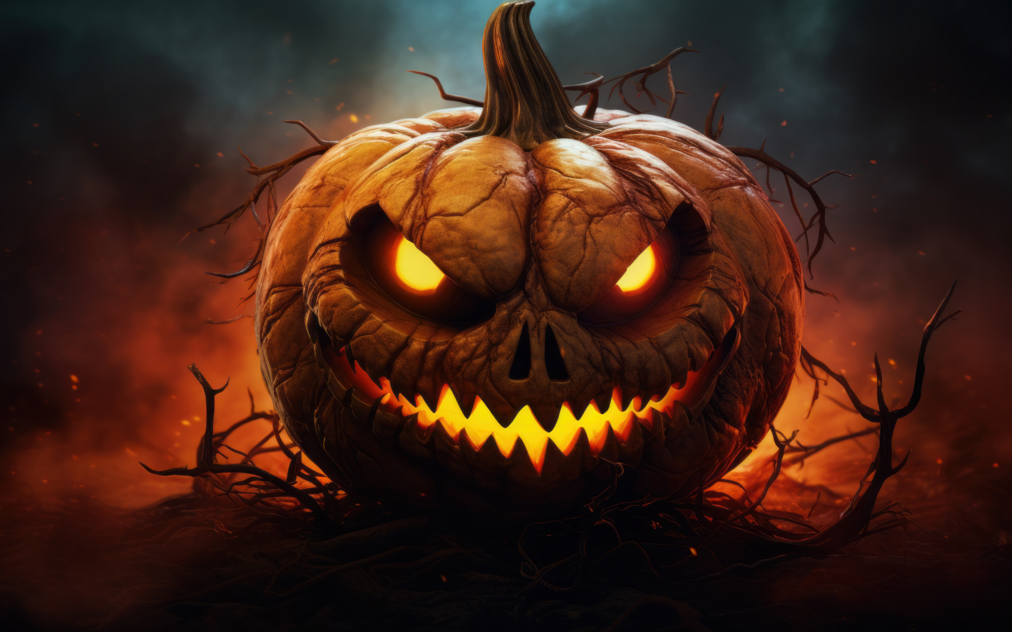 Яростная тыква демон на Хэллоуин