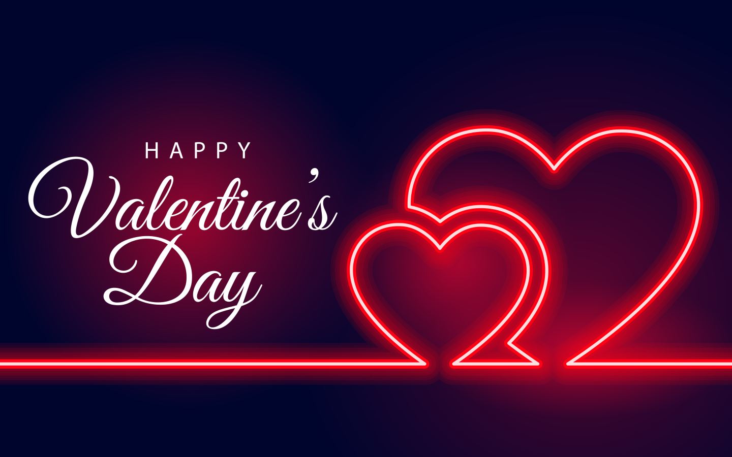 Два красных неоновых сердца на день святого Валентина