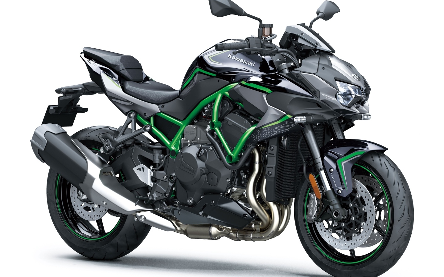 Тяжелый мотоцикл Kawasaki Z H2 SE  на белом фоне