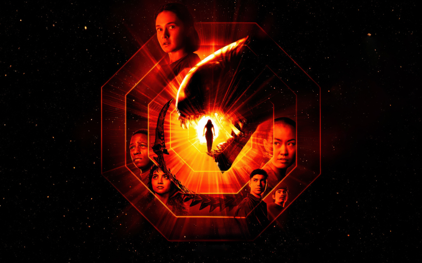 Постер фильма ужасов Чужой: Ромул с героями, 2024