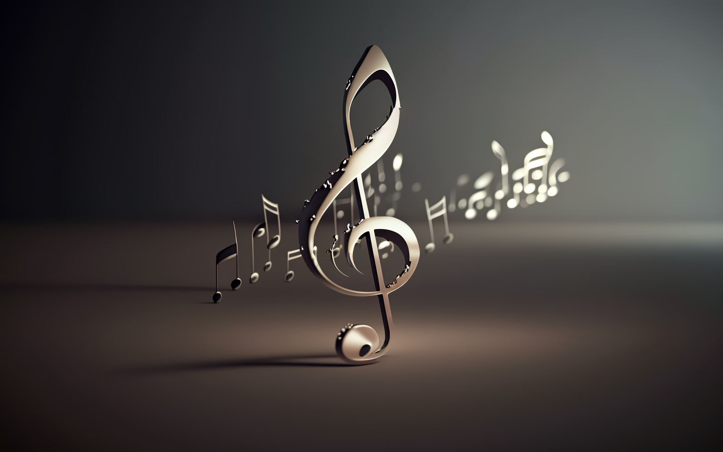 Металлические 3д ноты на сером фоне