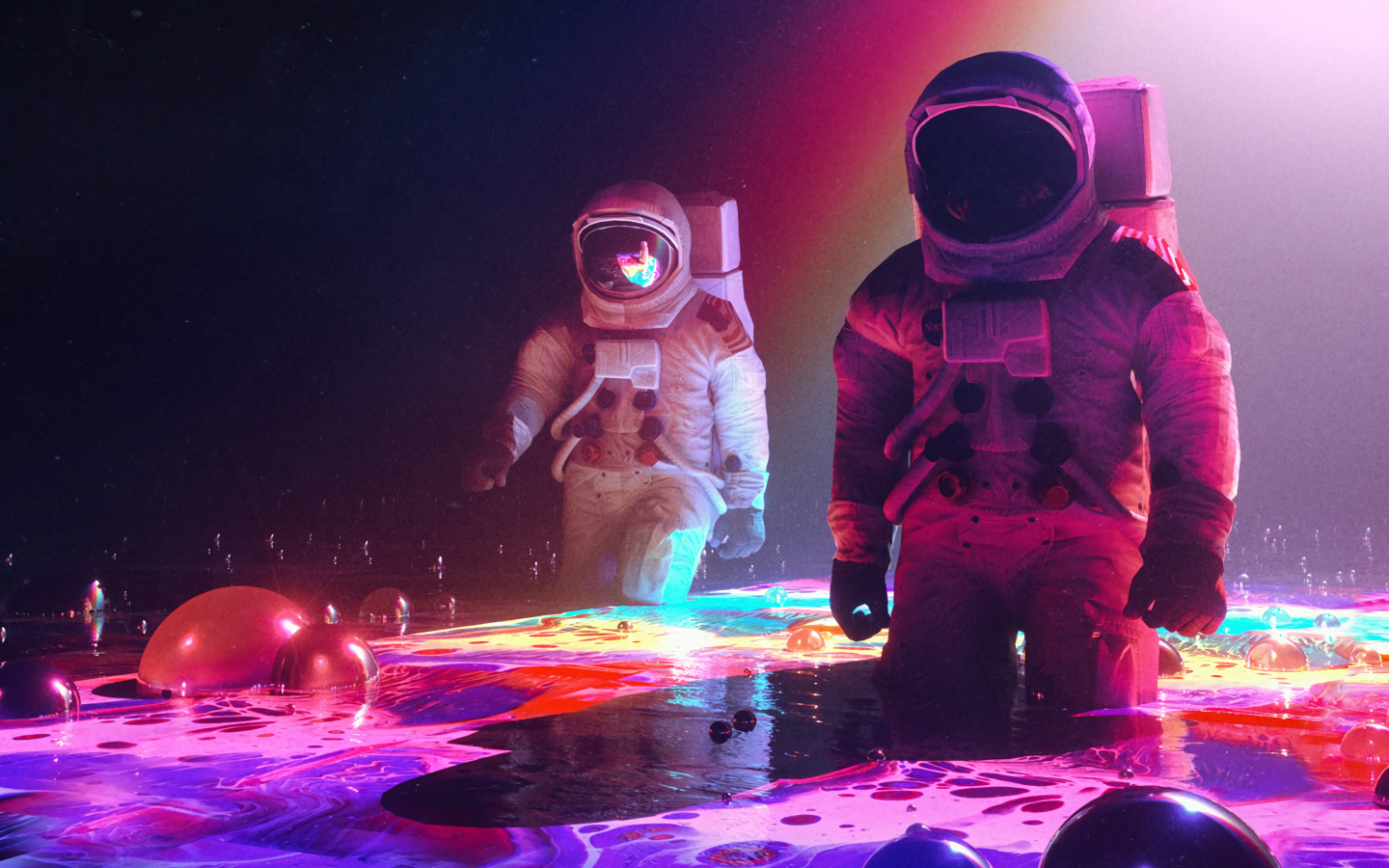 Два астронавта на поверхности планеты