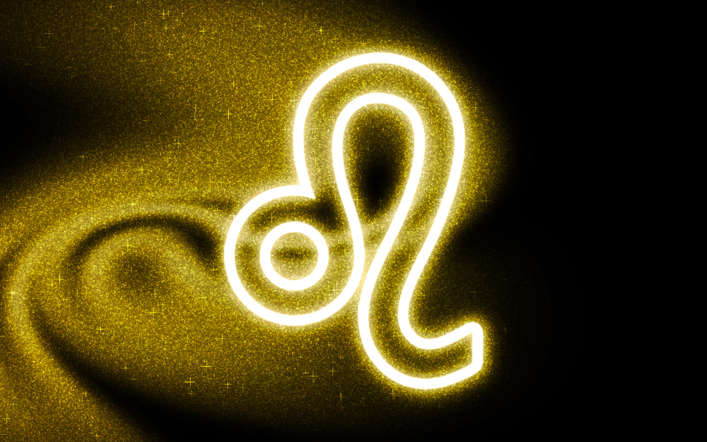 Золотистая пыль со знаком зодиака лев на черном фоне