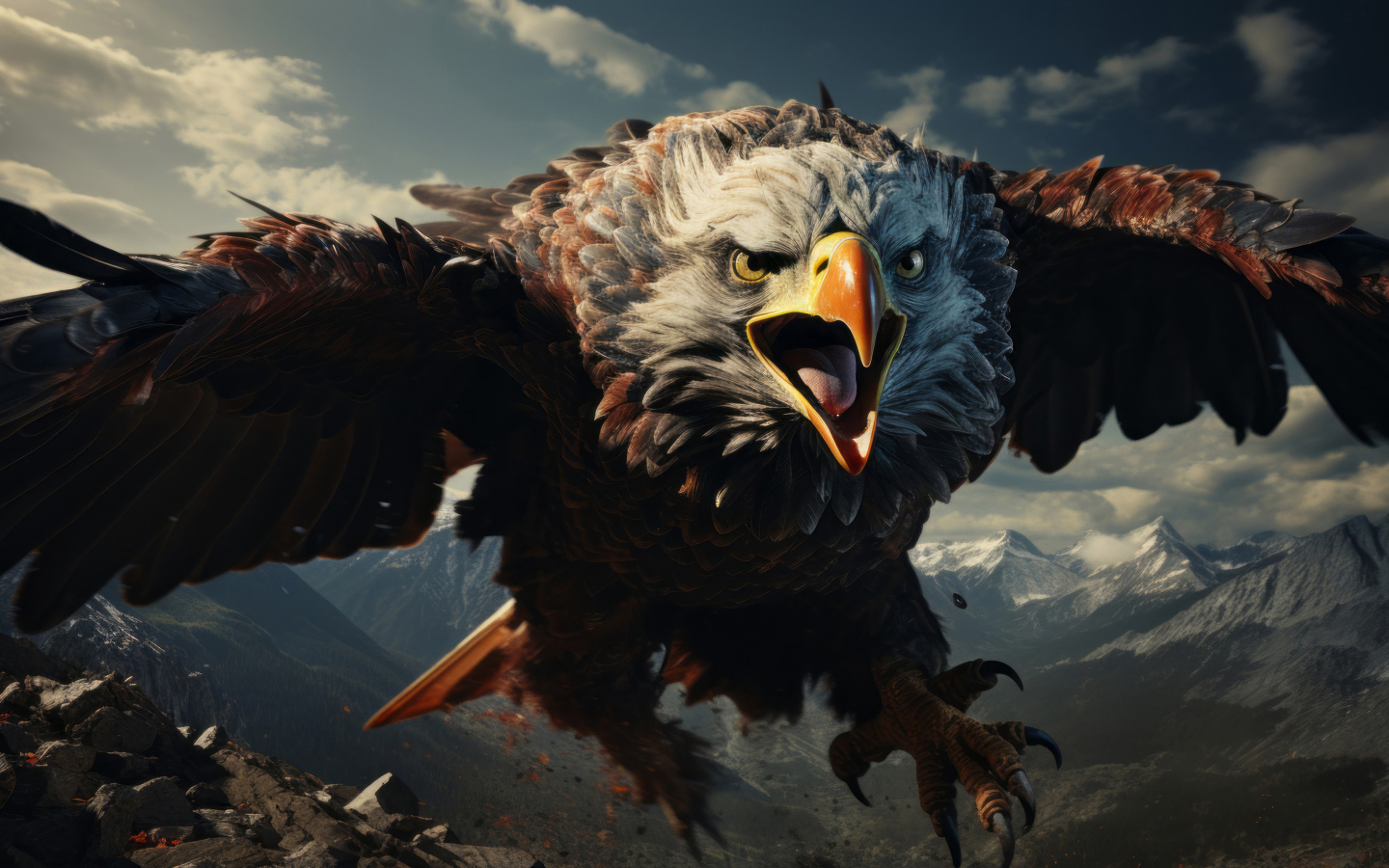 Большой хищный орел готовится напасть