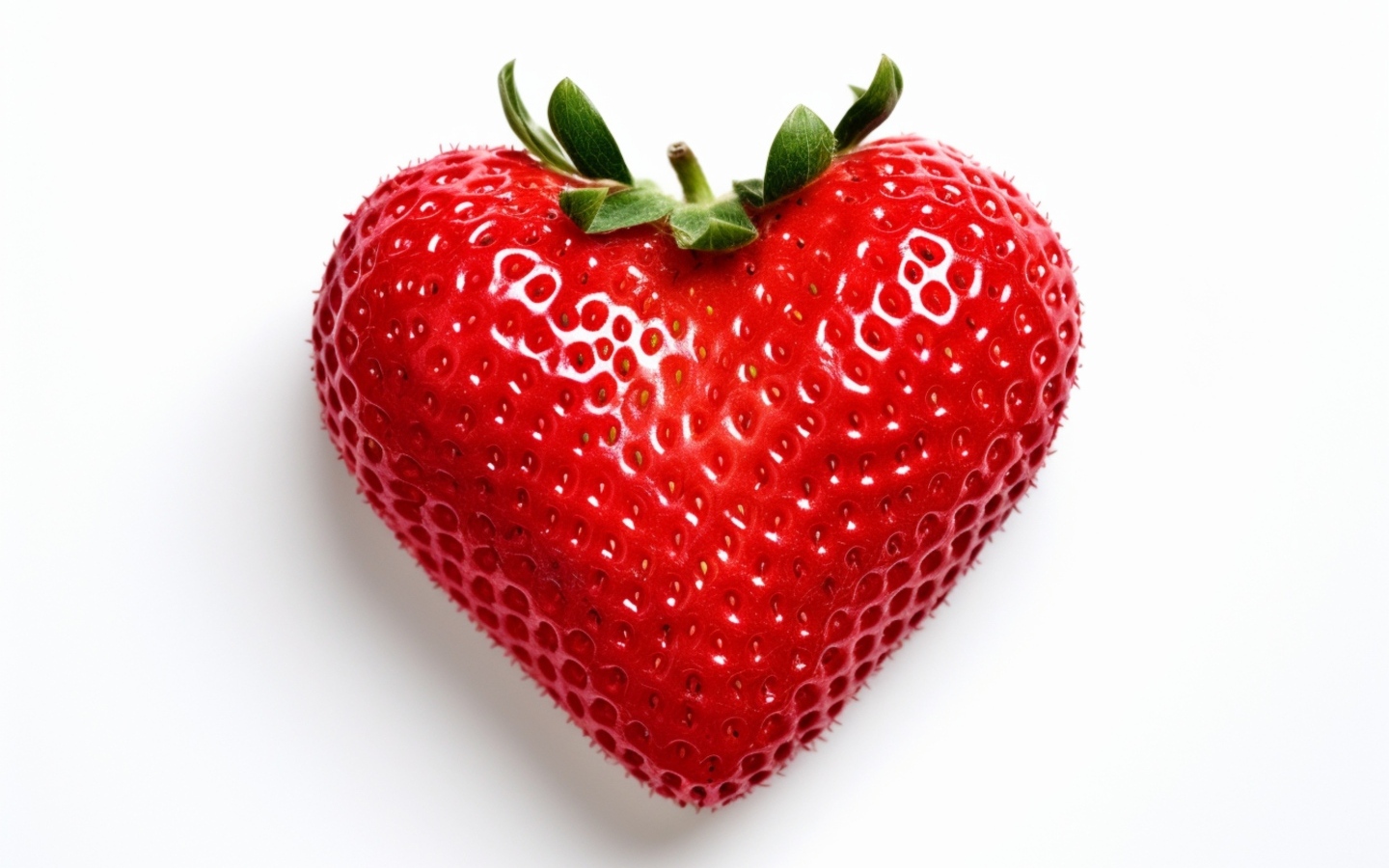 Большая красная клубника в форме сердца на белом фоне