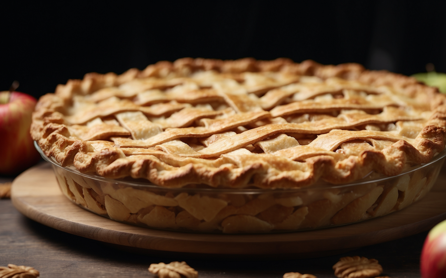 Красивый сладкий пирог с яблоками на столе