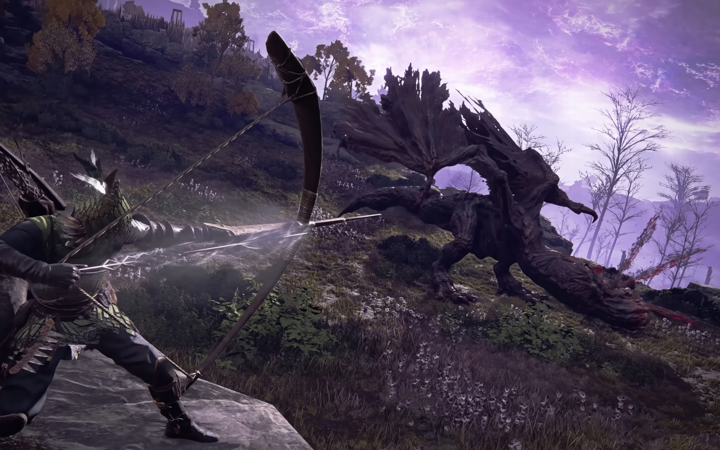 Битва с драконом в компьютерной игре Elden Ring Nightreign