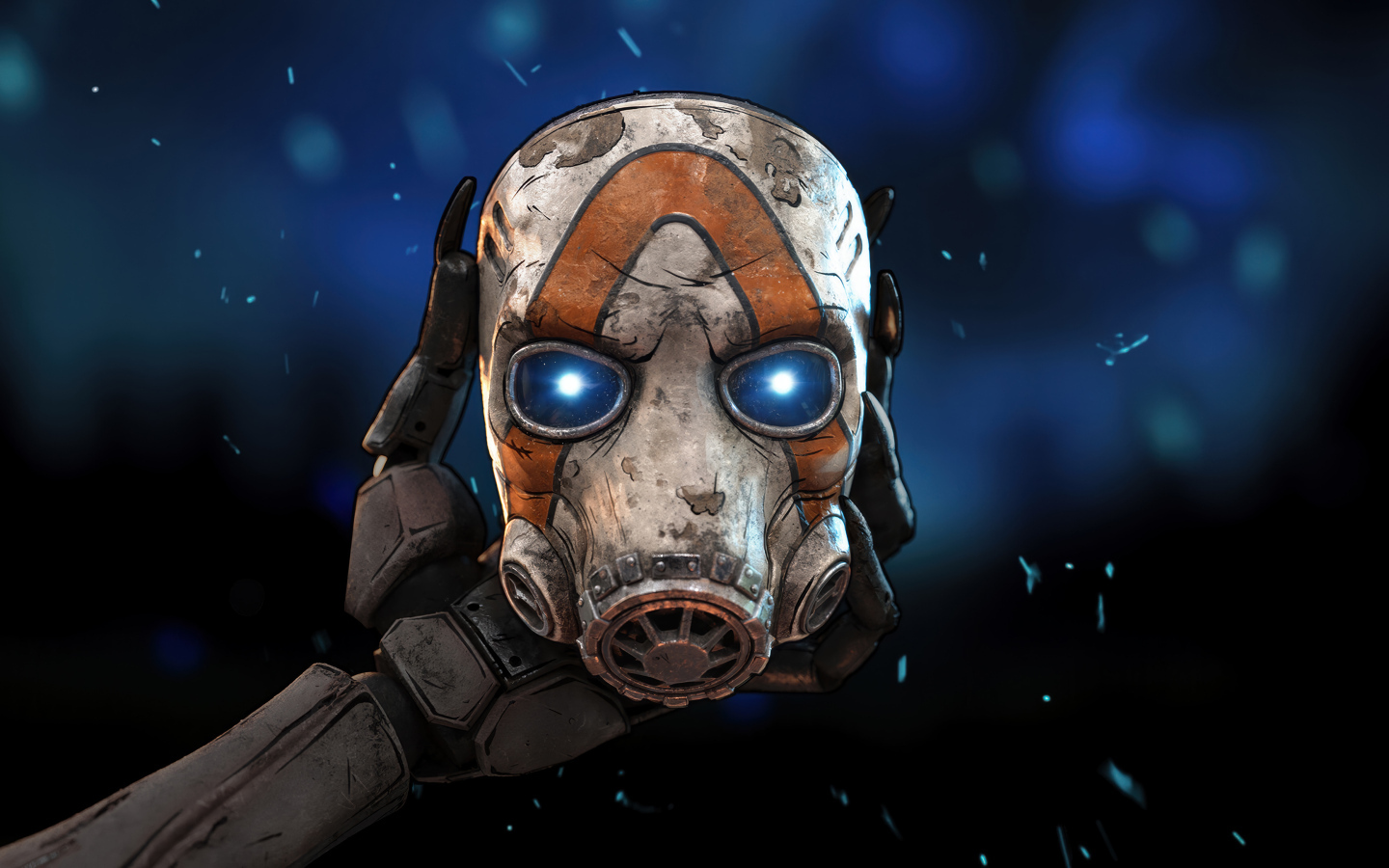 Маска в руке из видеоигры Borderlands 4
