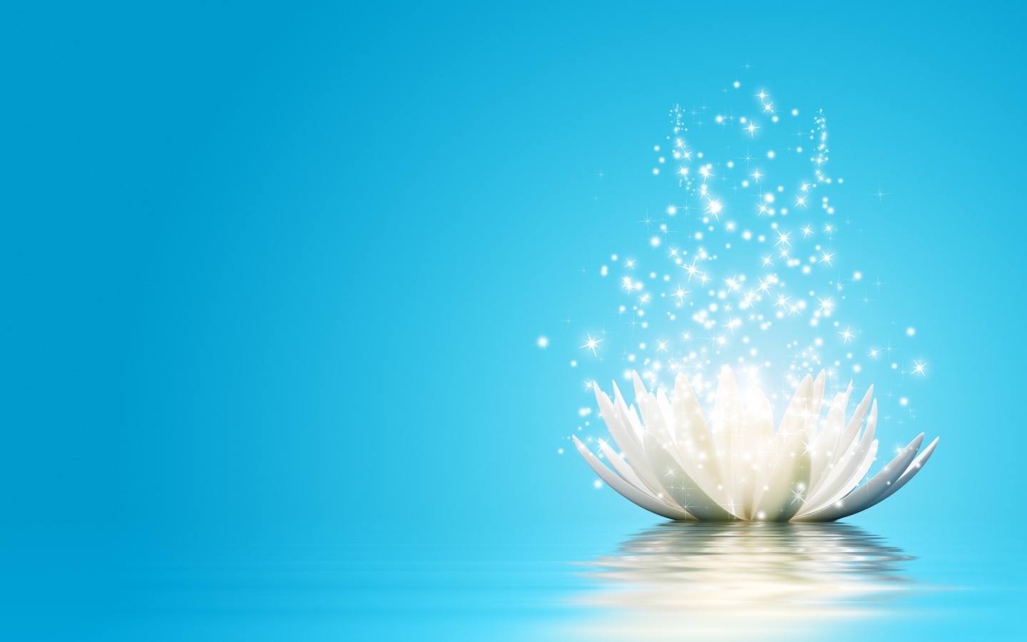 Волшебная лилия с блестками на голубом фоне