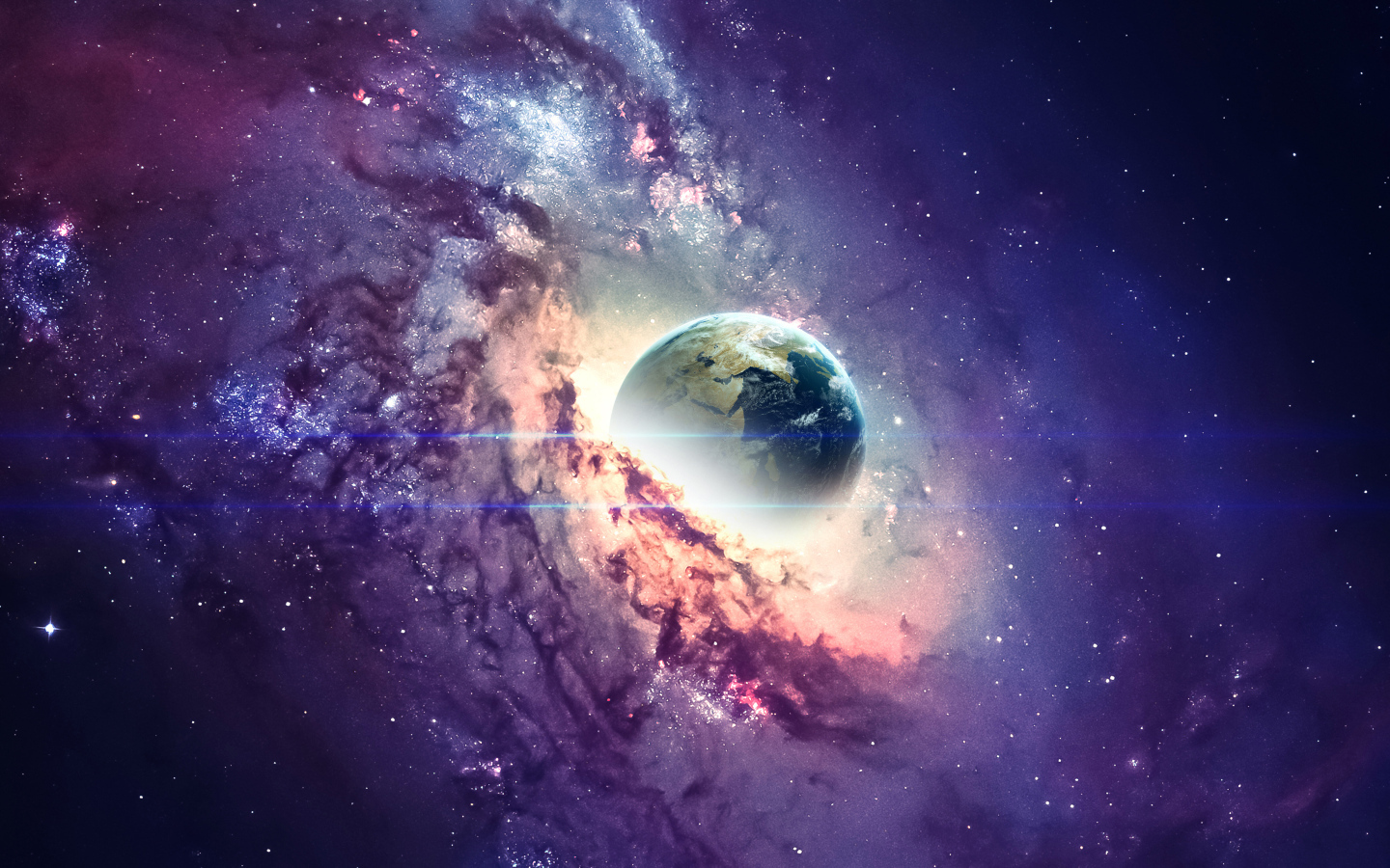 Планета Земля в космической туманности