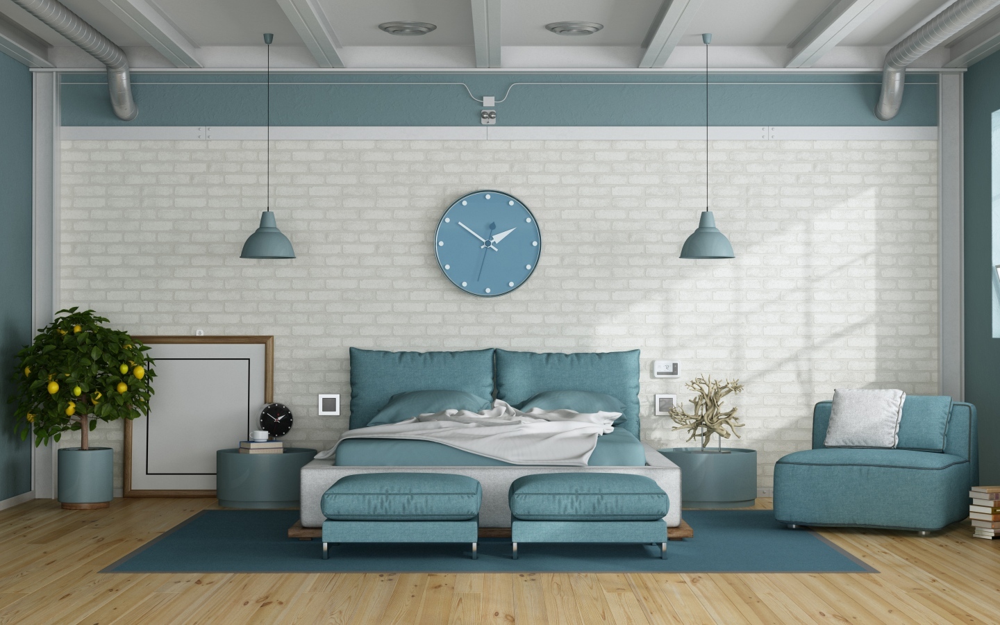 Проектирование спальной комнаты с большой кроватью