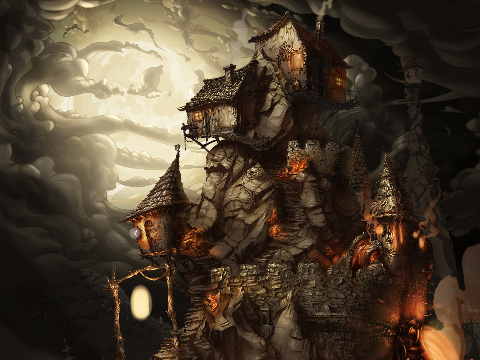 Домики на вершине скалы