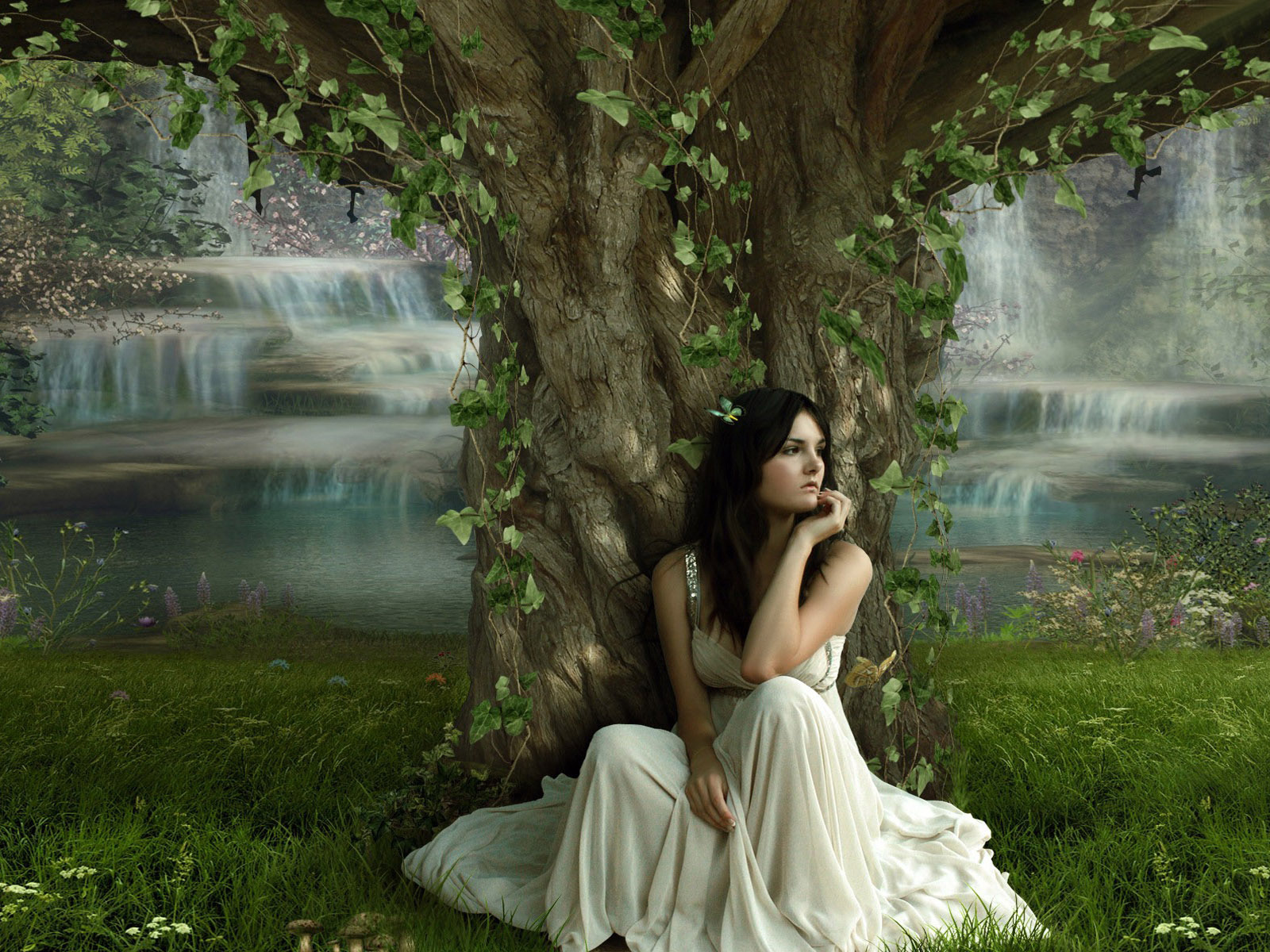 Девушка в тени дерева