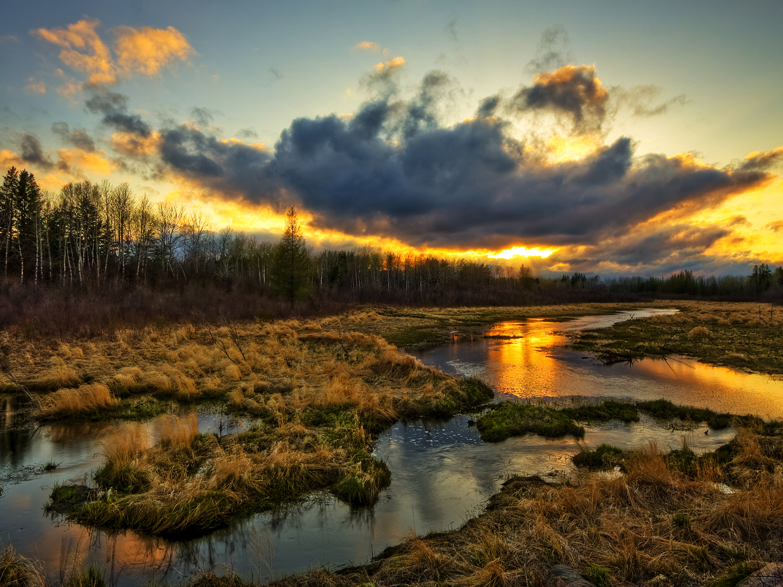 Закат в заболоченном местечке