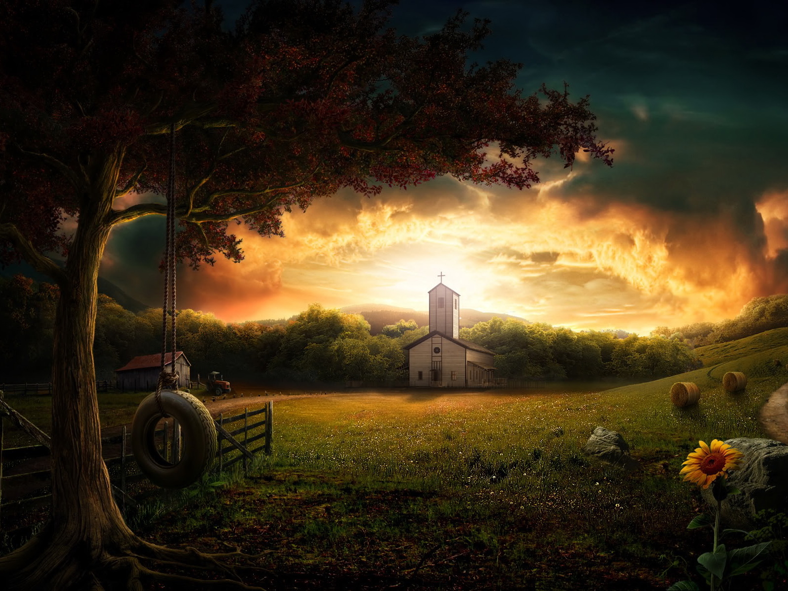 Маленькая церковь на рассвете