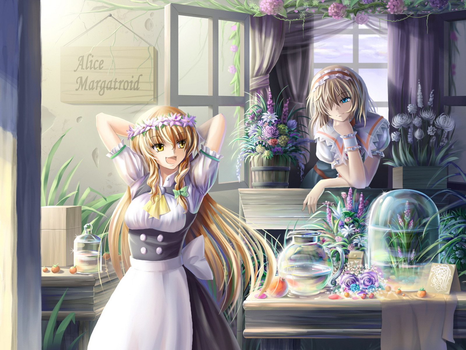 Девчонки в цветочном магазине