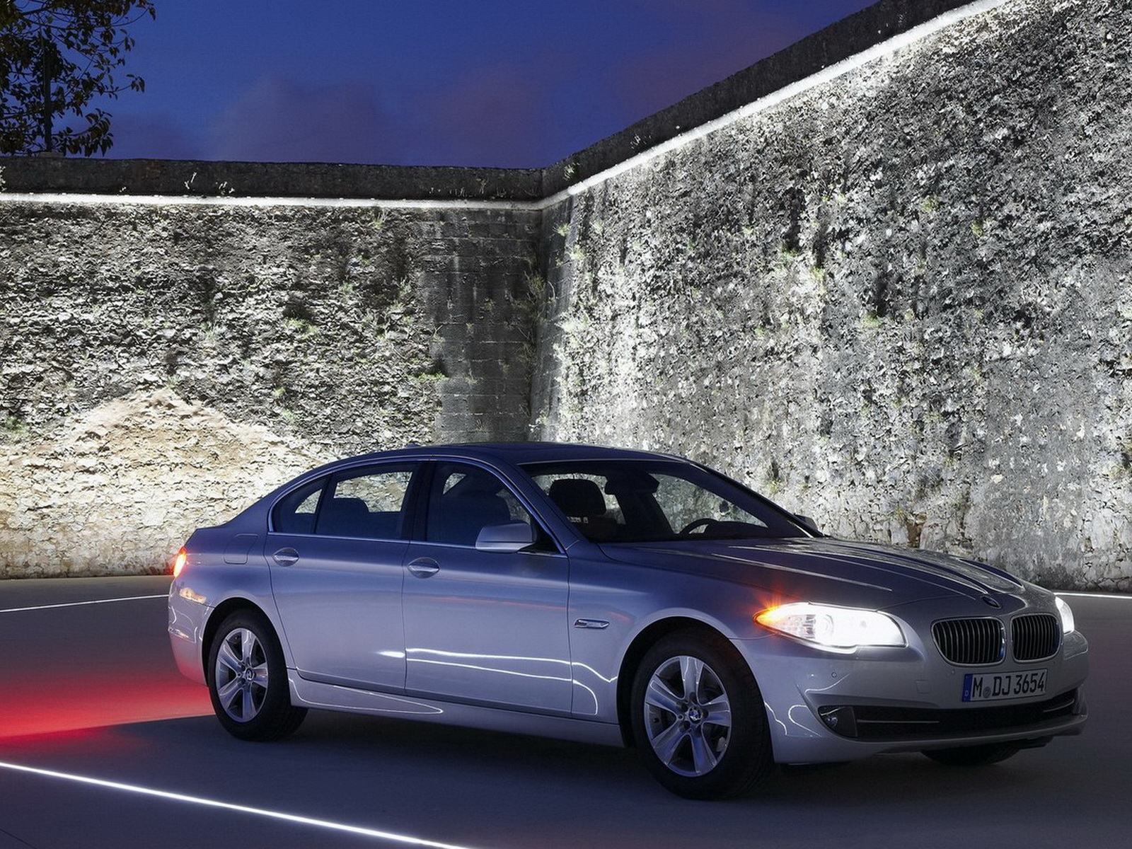 БМВ 5 серии окруженный стеной