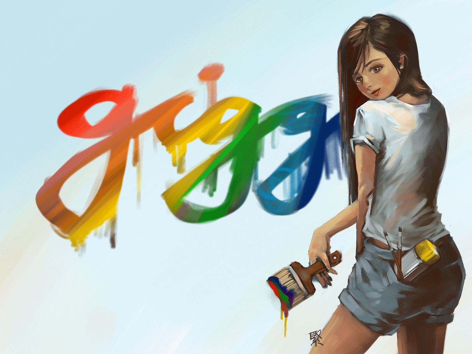 Девушка с красками