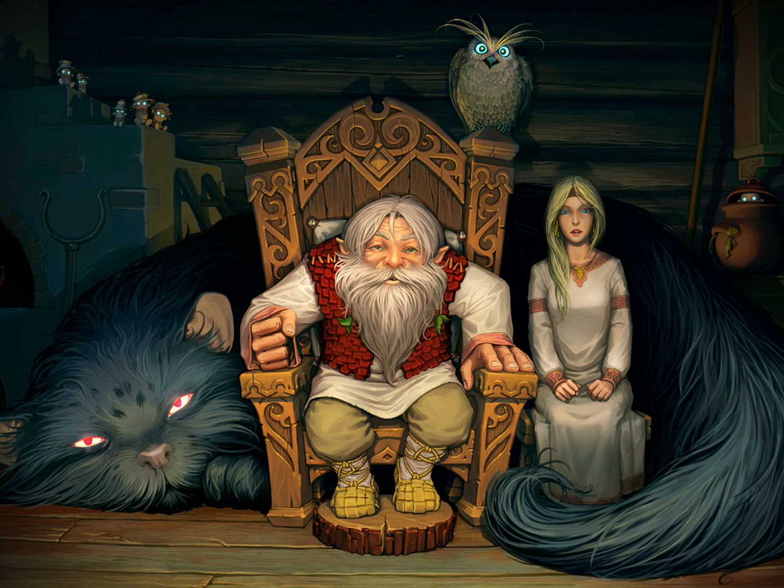 In a log hut have gathered