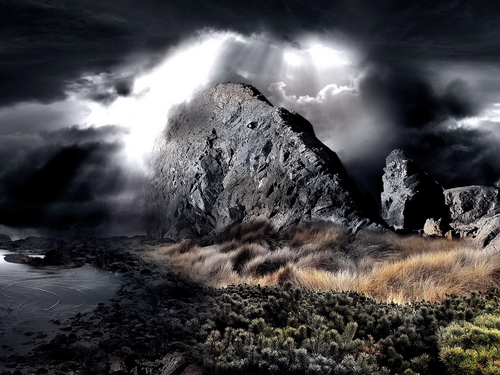 Небо, пустыня, камни