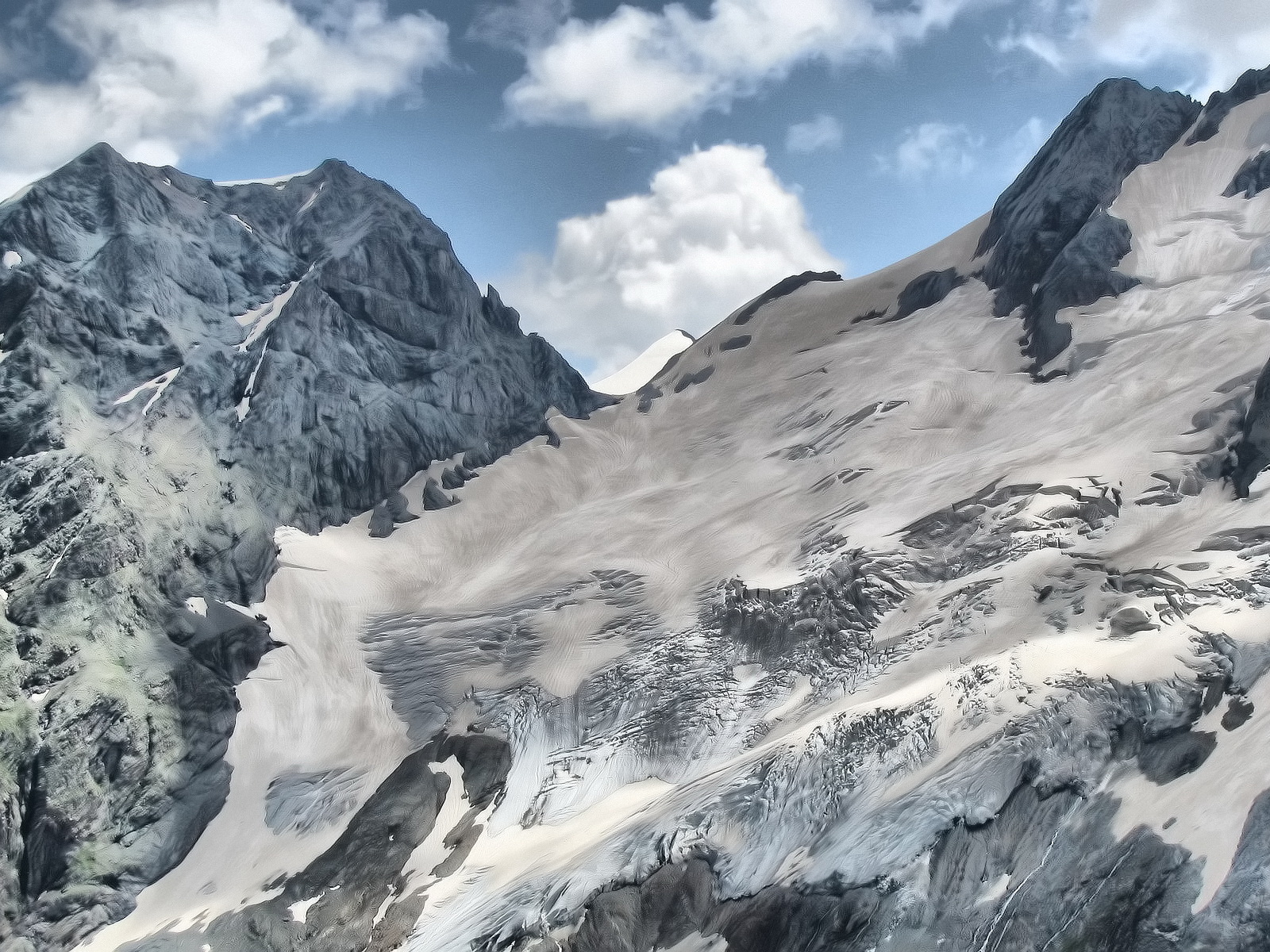 Горы, склон, снег