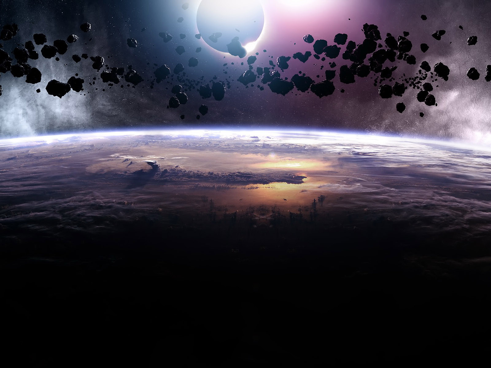 Астероиды над планетой