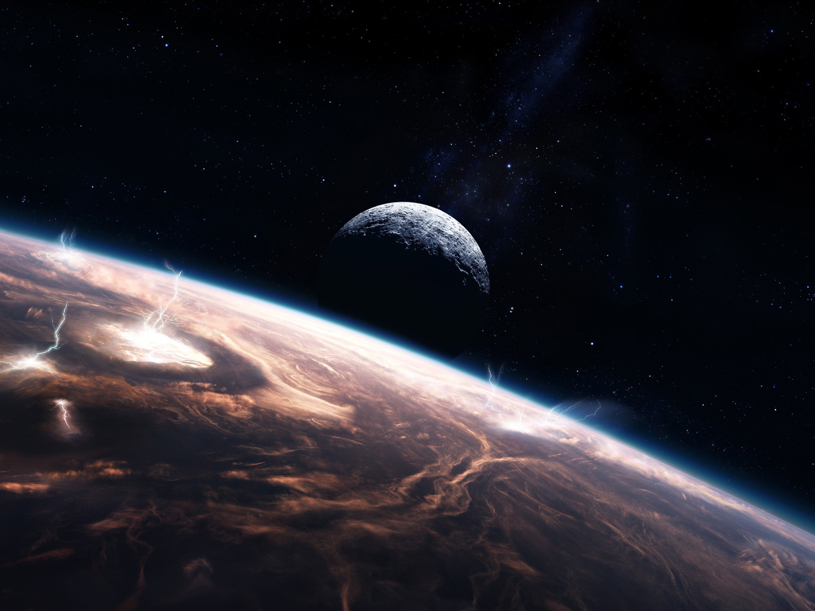 Планета, молнии