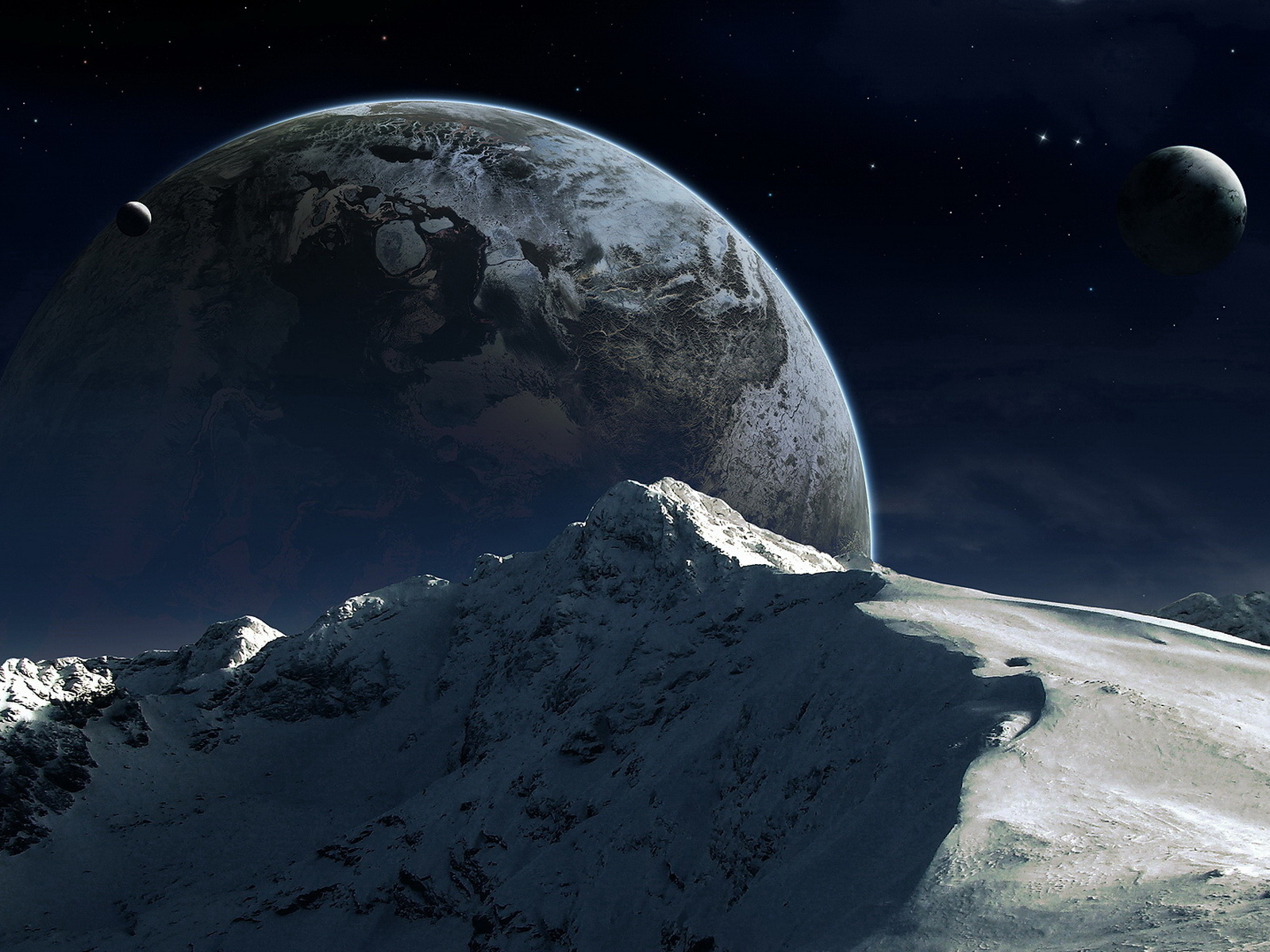 Гора на фоне планеты