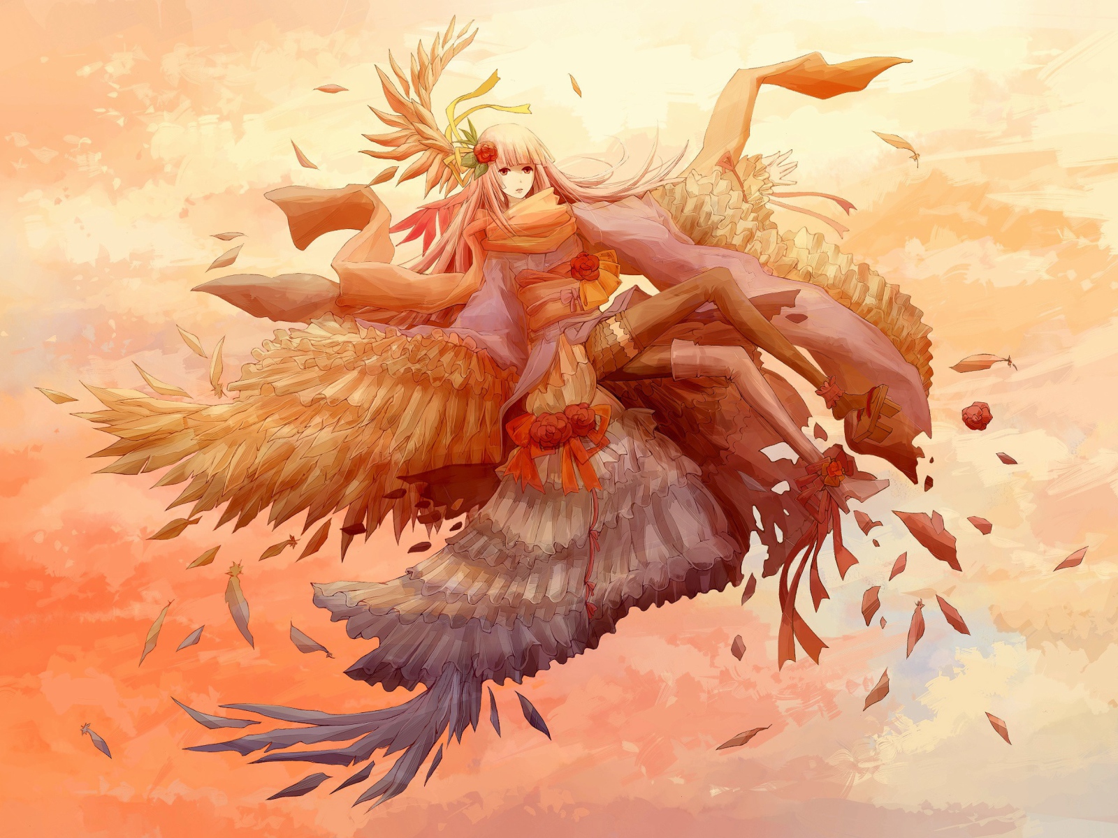 Аниме девочка в фантастическом платье