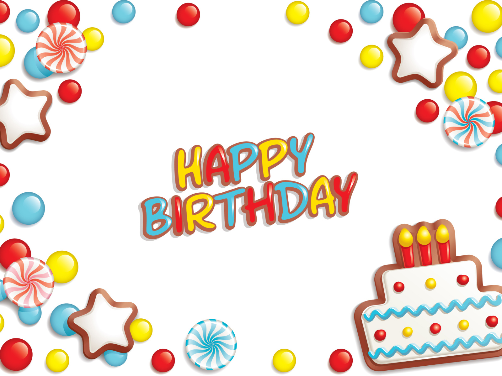 Весёлая картинка на день рождения, белый фон