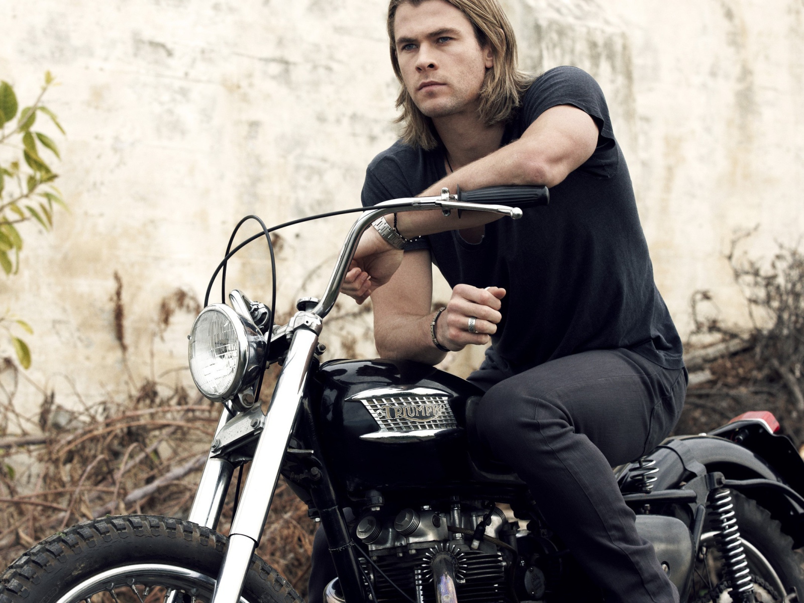 Australian actor on a motorcycle