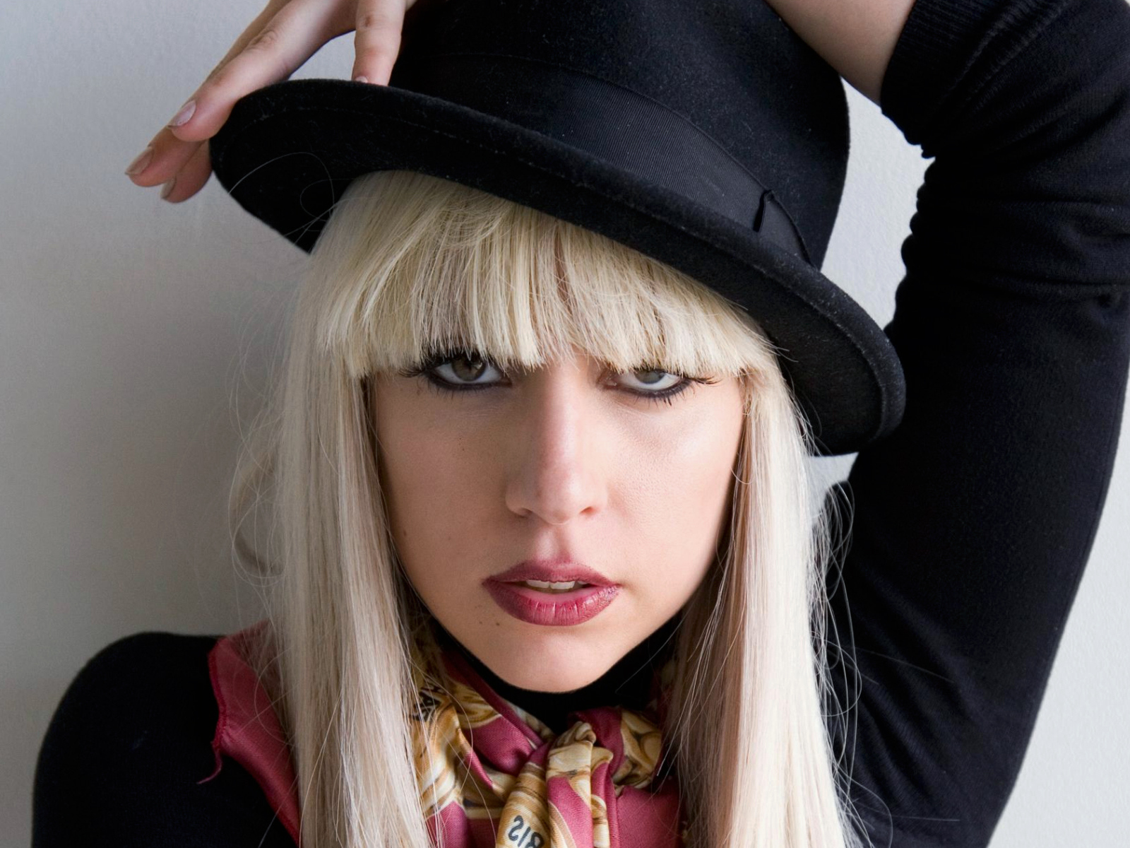 Outrageous singer Lady Gaga wearing a hat