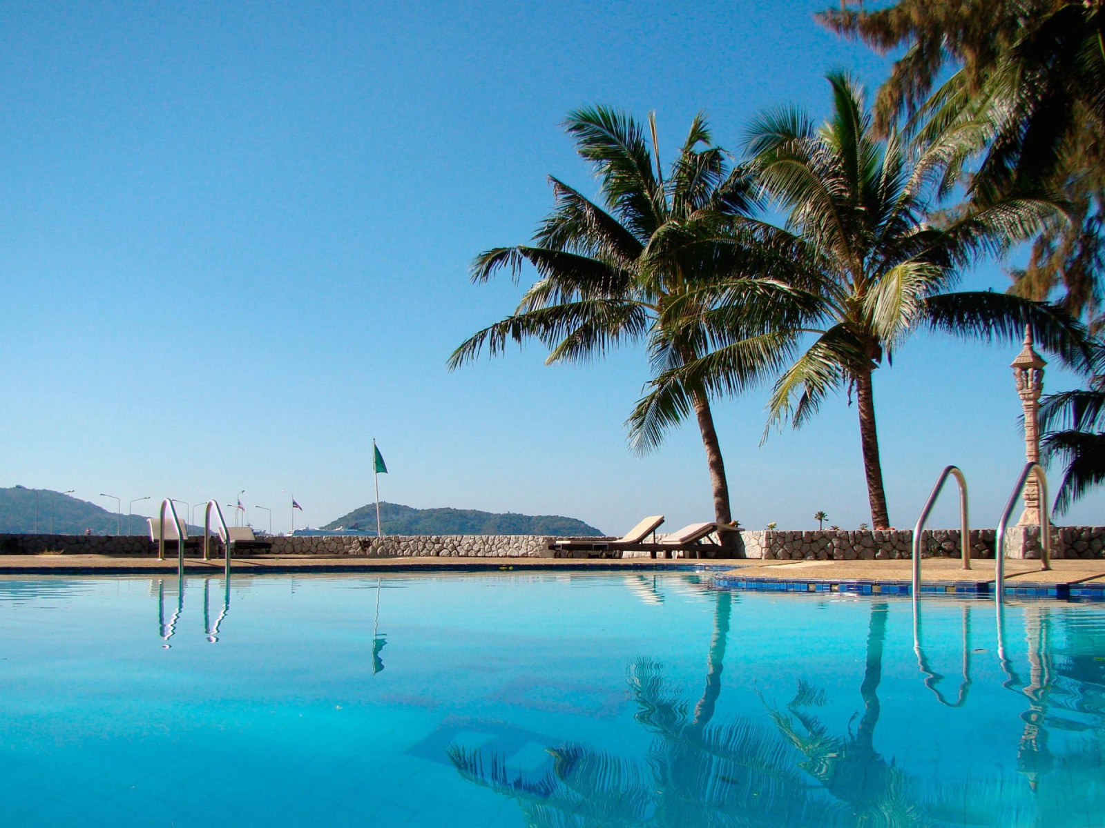 Бассейн и пальмы