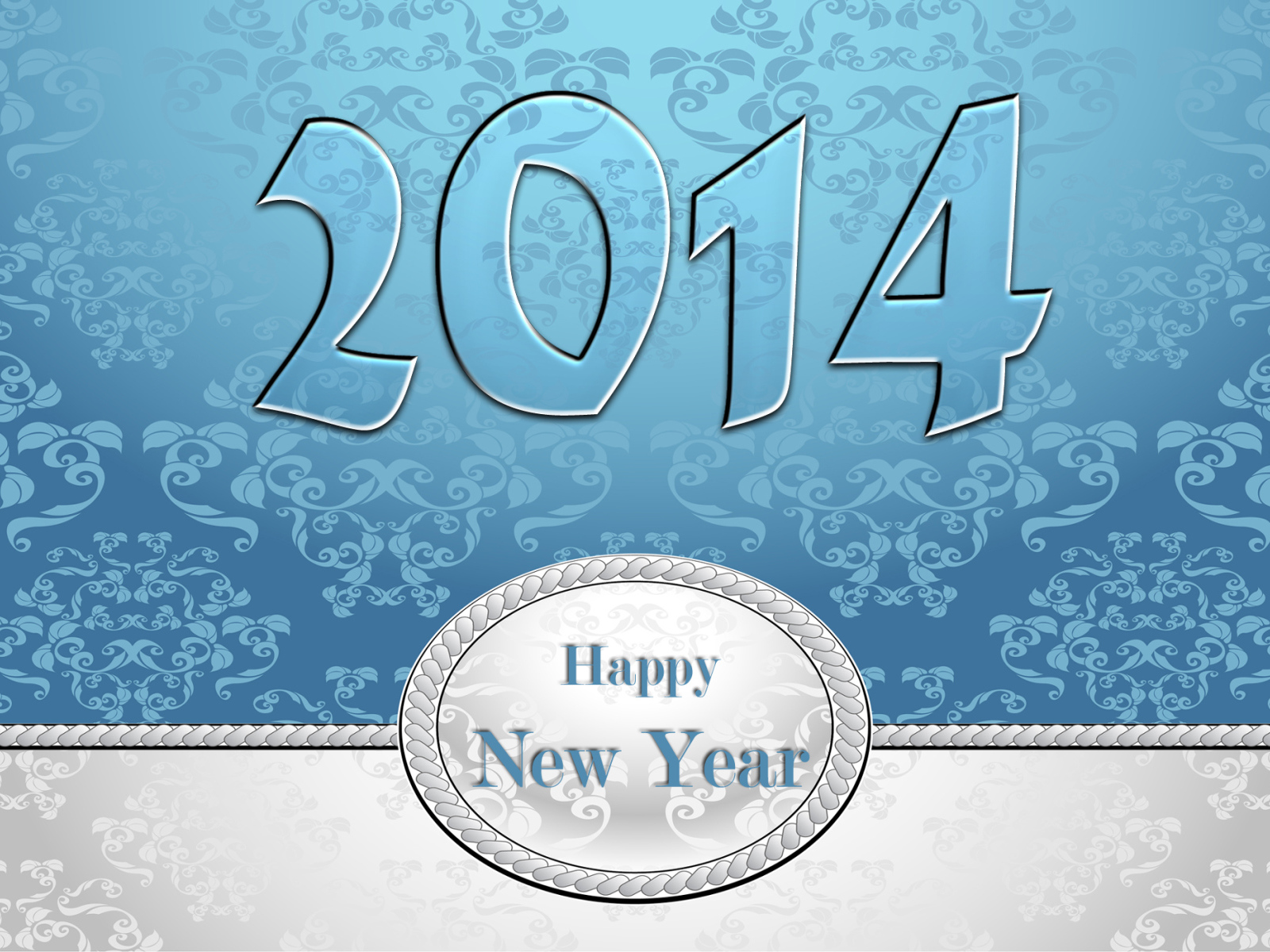 Счастливого нового года 2014, голубой и белый цвет