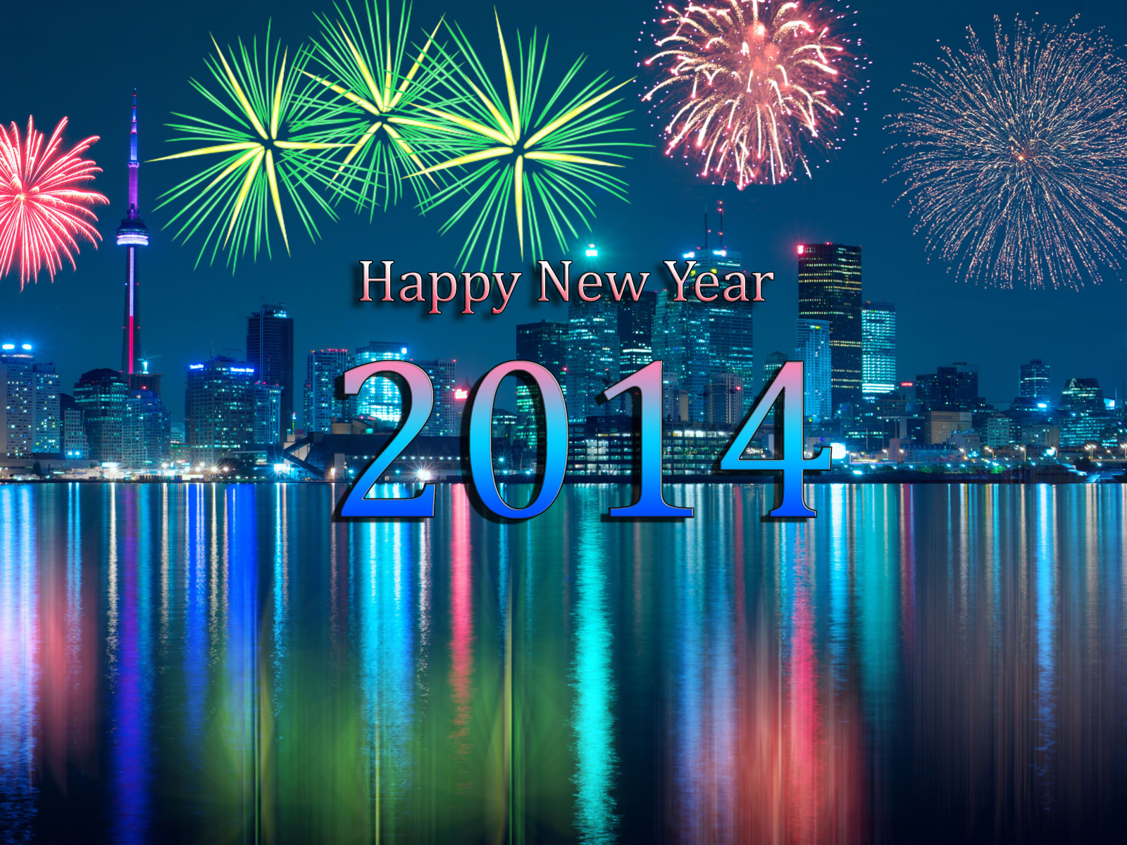 Новый год 2014 на фоне фейерверка