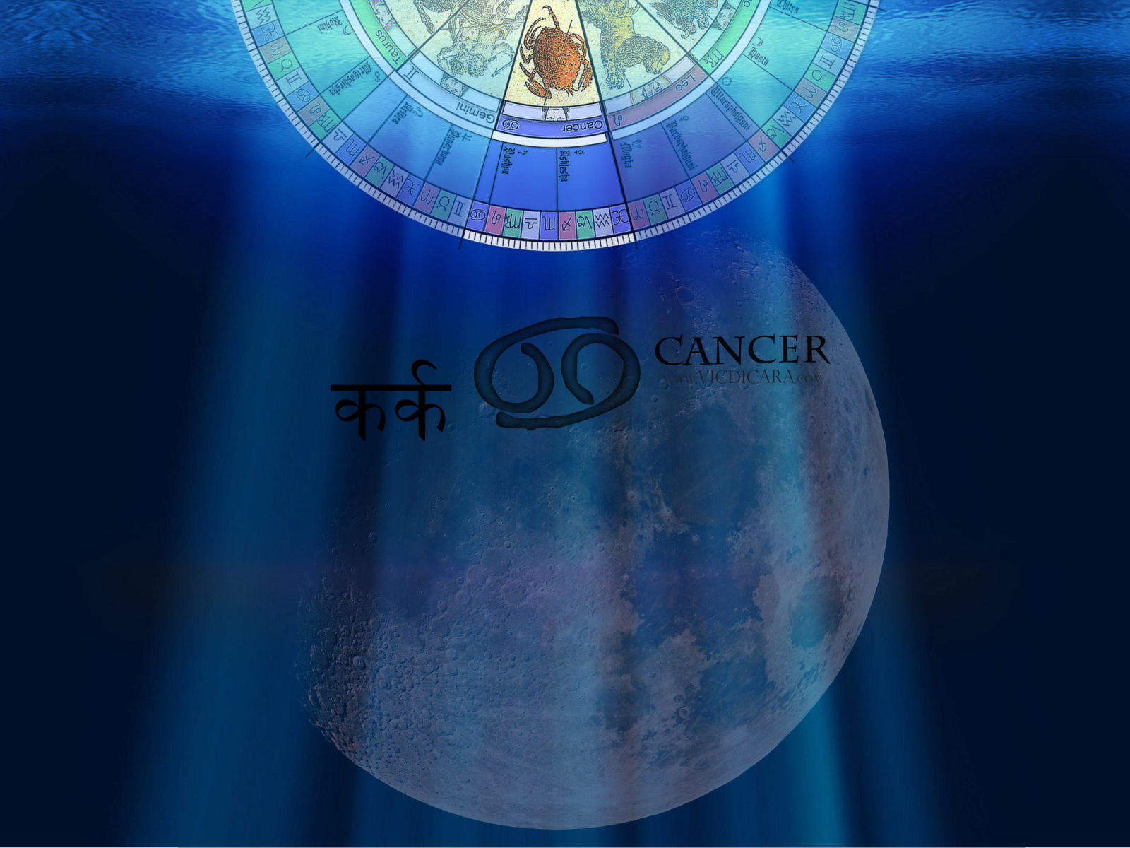 Знак зодиака рак на фоне луны