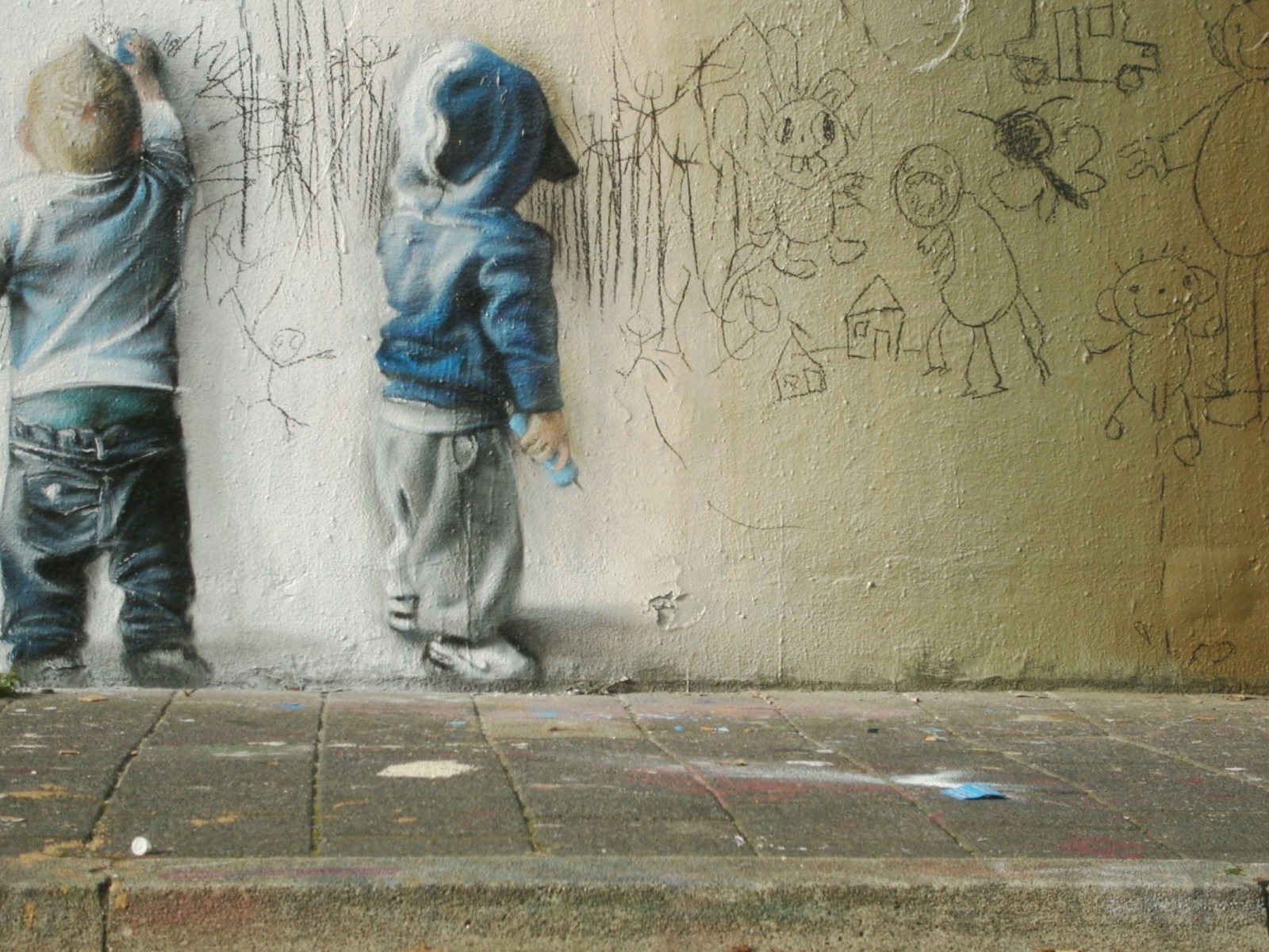 Граффити, рисующие дети