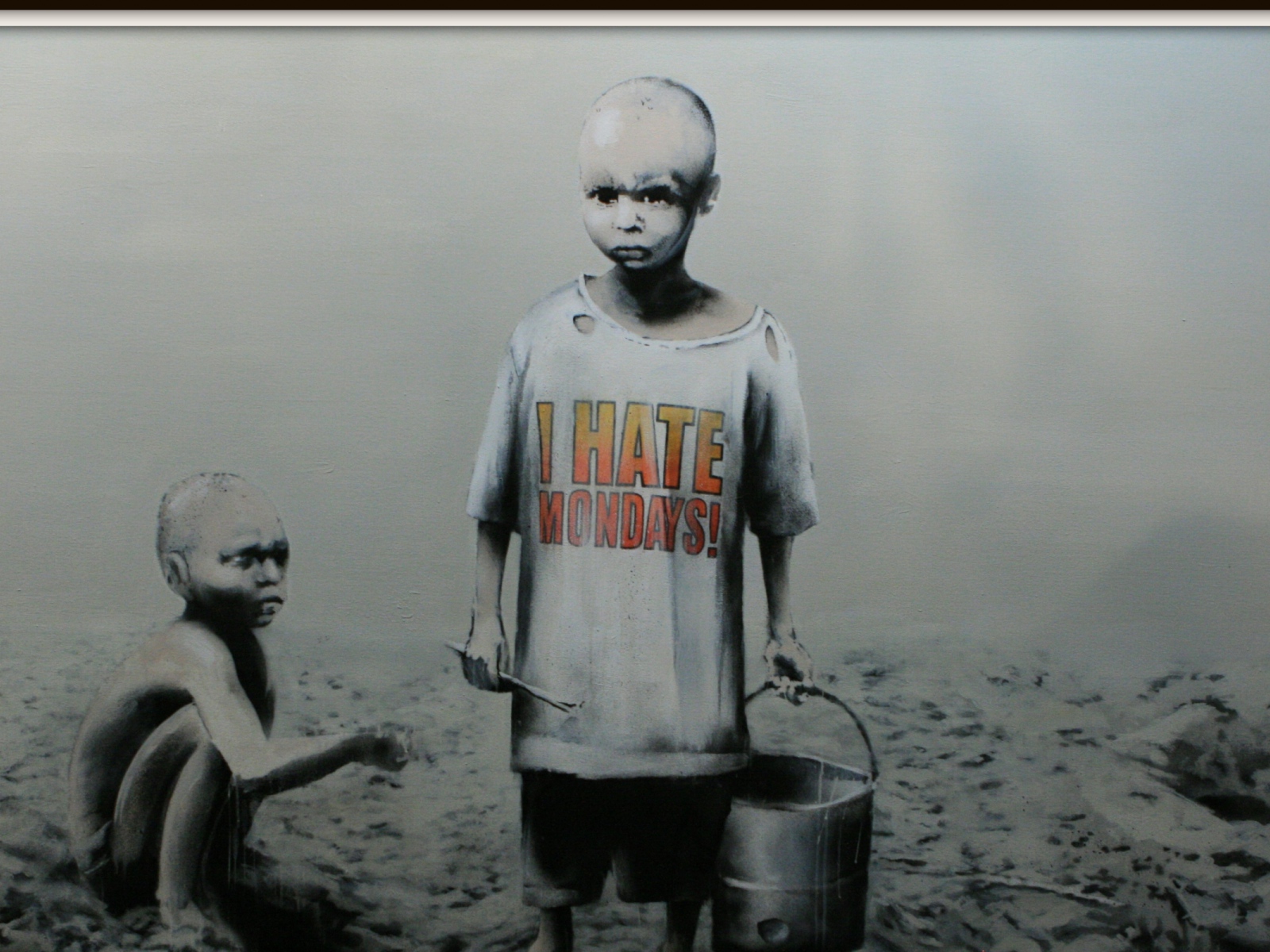 Граффити, ненавижу понедельники, художник Бэнкси