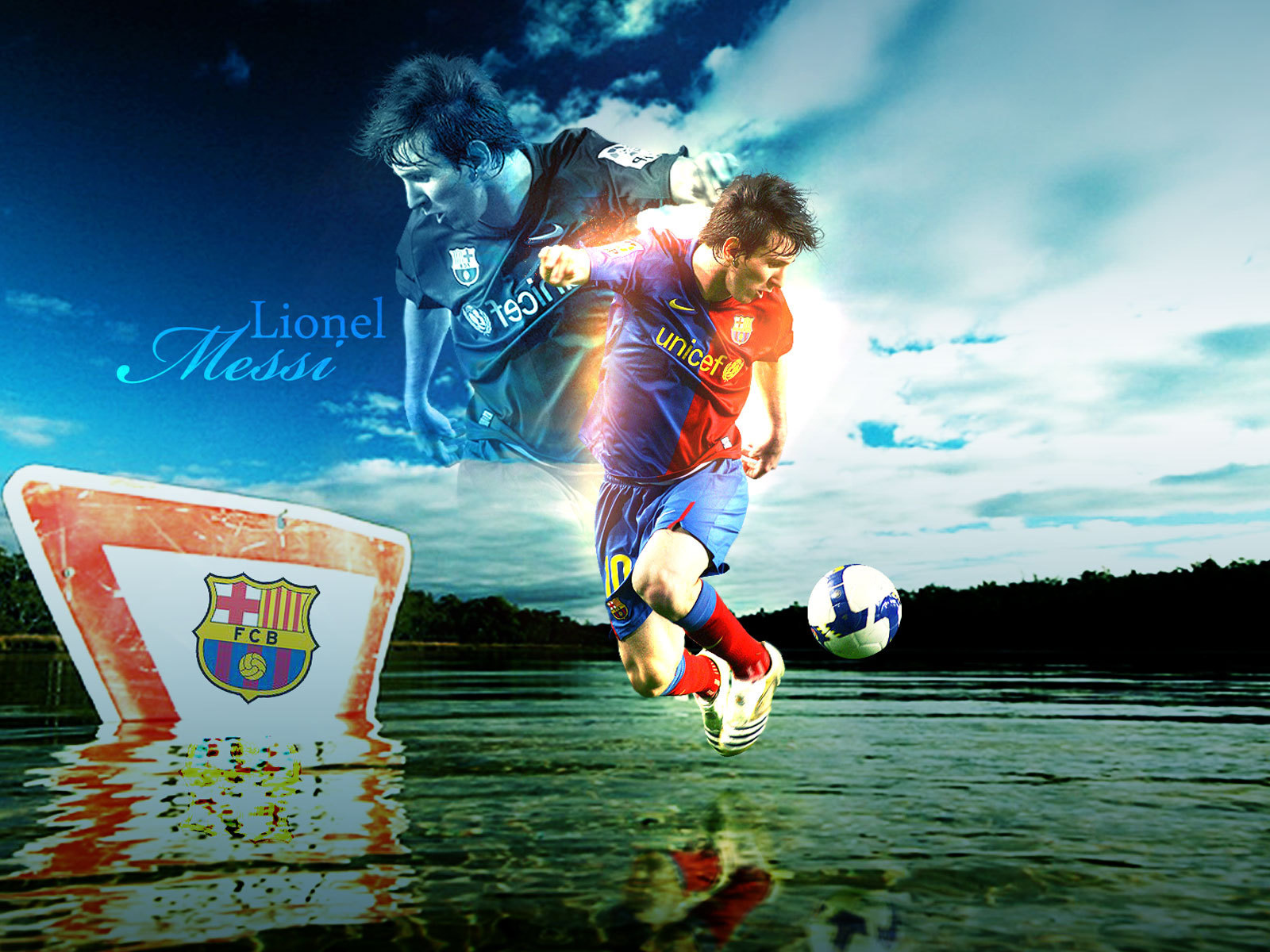 Игрок Барселоны Лионель Месси дриблинг