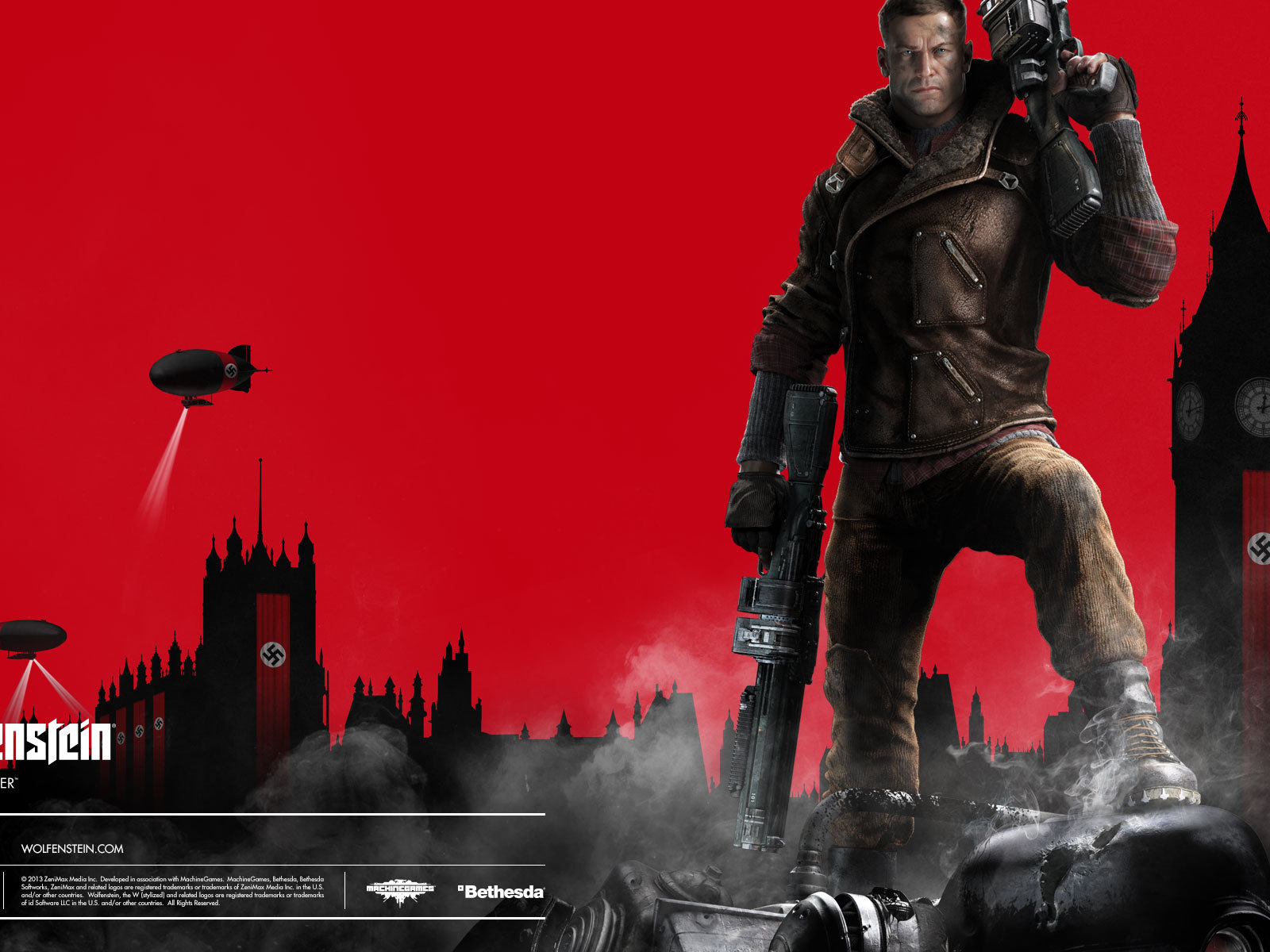 Wolfenstein герой с большими пушками