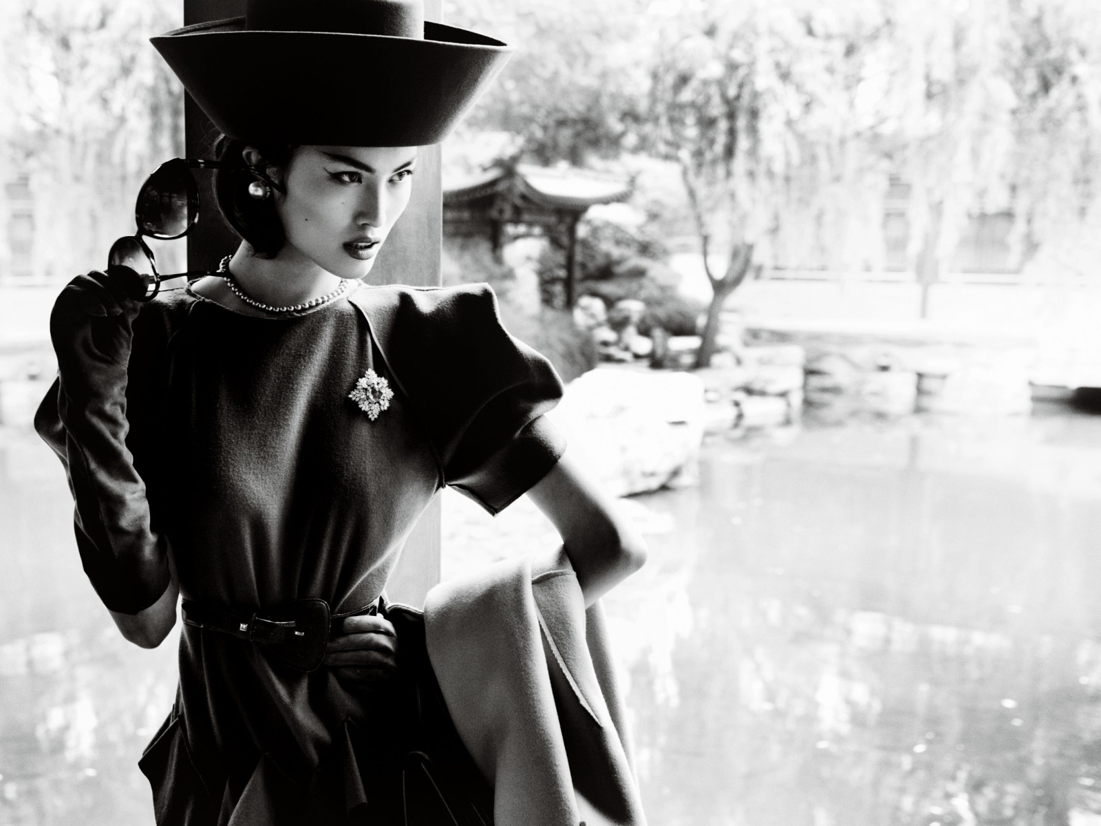 Женщина в шляпе, ретро фото