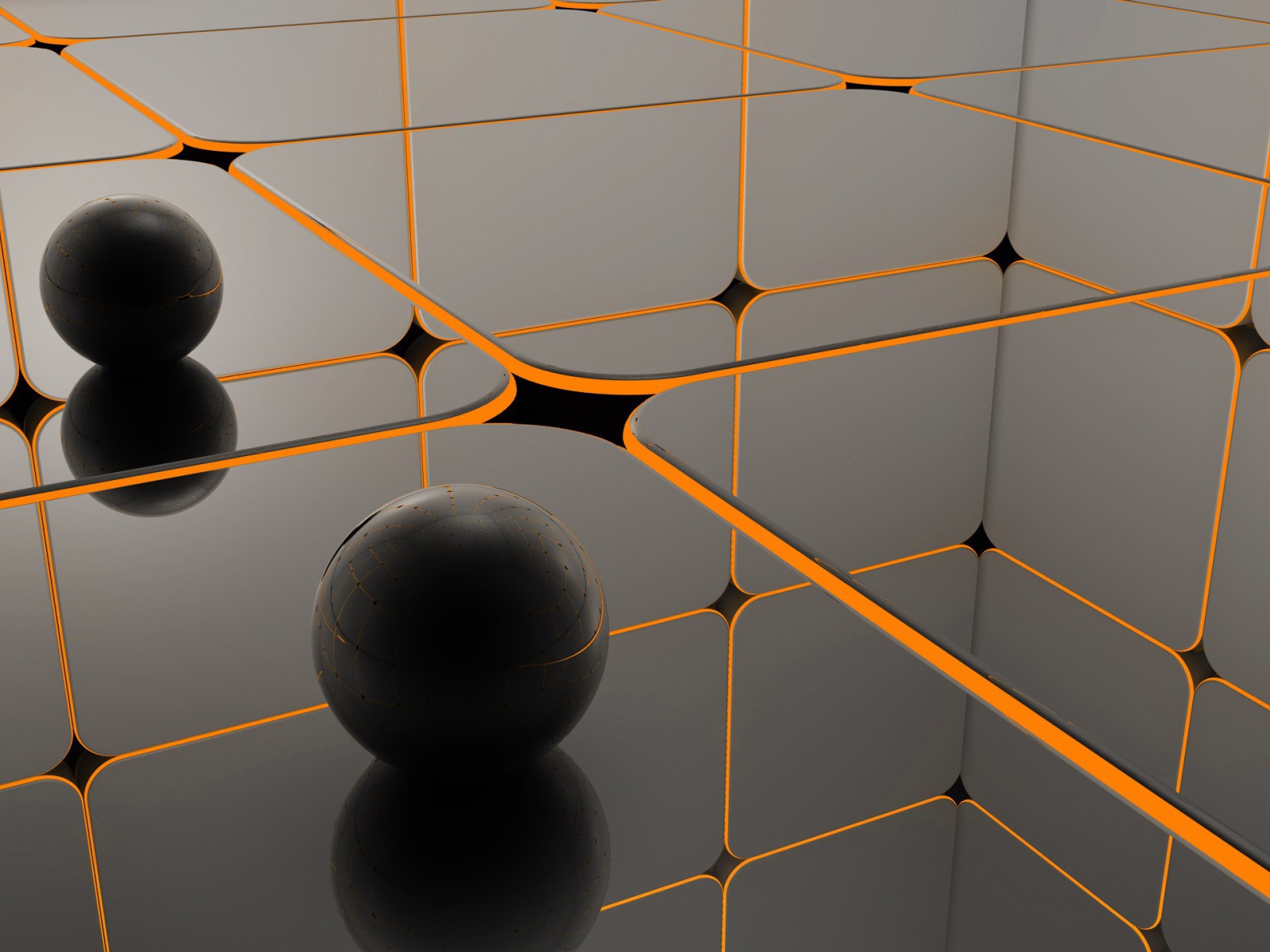 Шары на блестящей поверхности