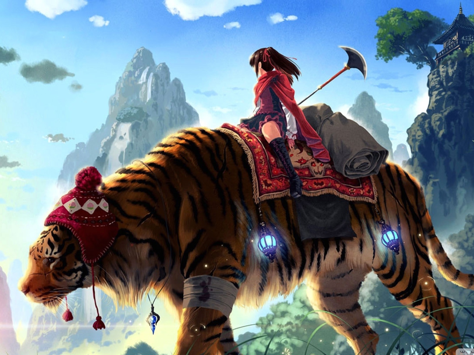 Девушка на тигре