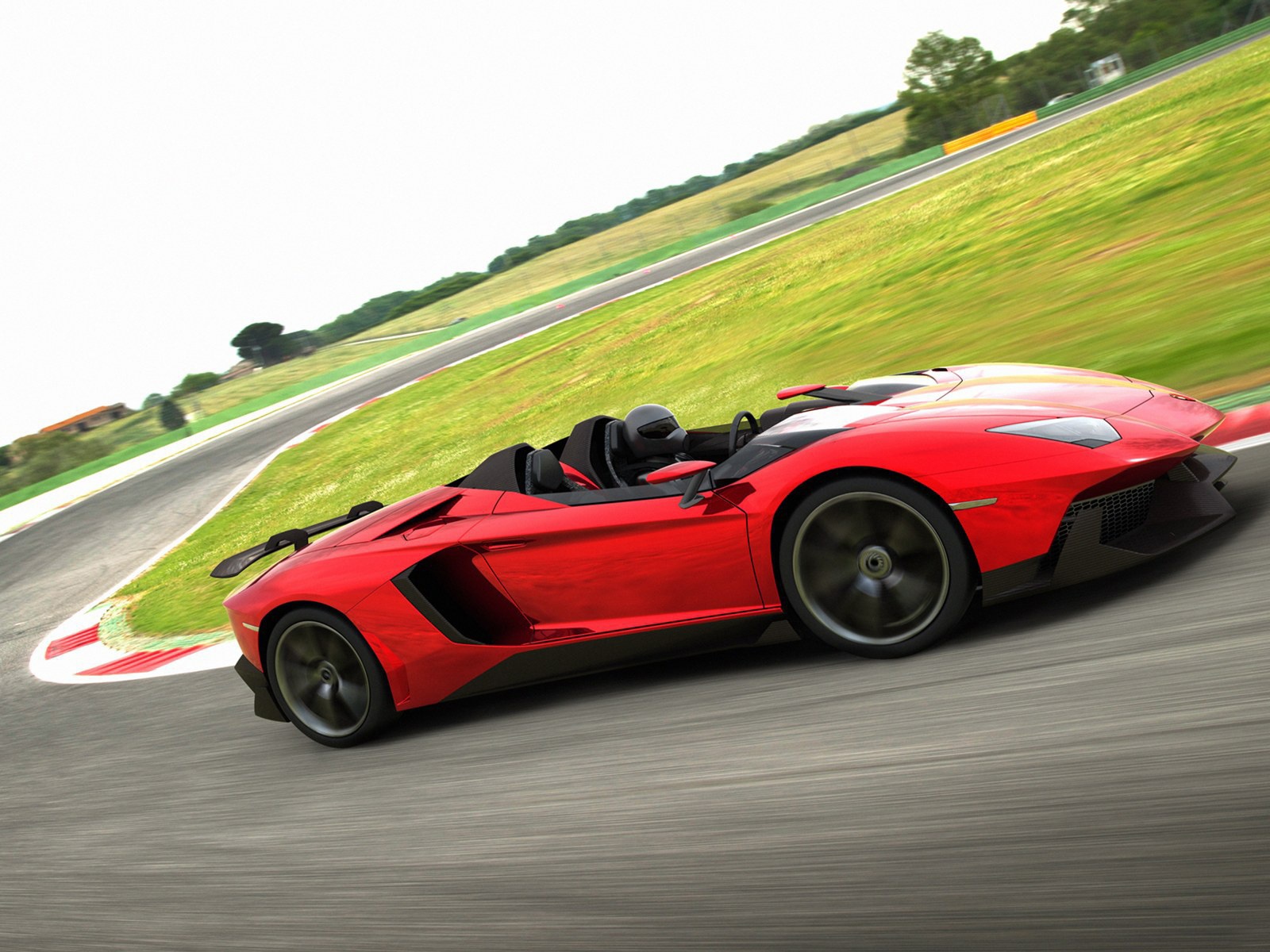 Красный Lamborghini Aventador J